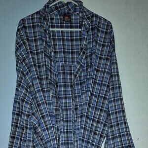 Hanes Big Men's Blue Plaid Robe w/Belt Men's Size 3XLT/4XLT Cotton Poly EC